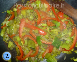 Cuisson des poivrons et  poireaux