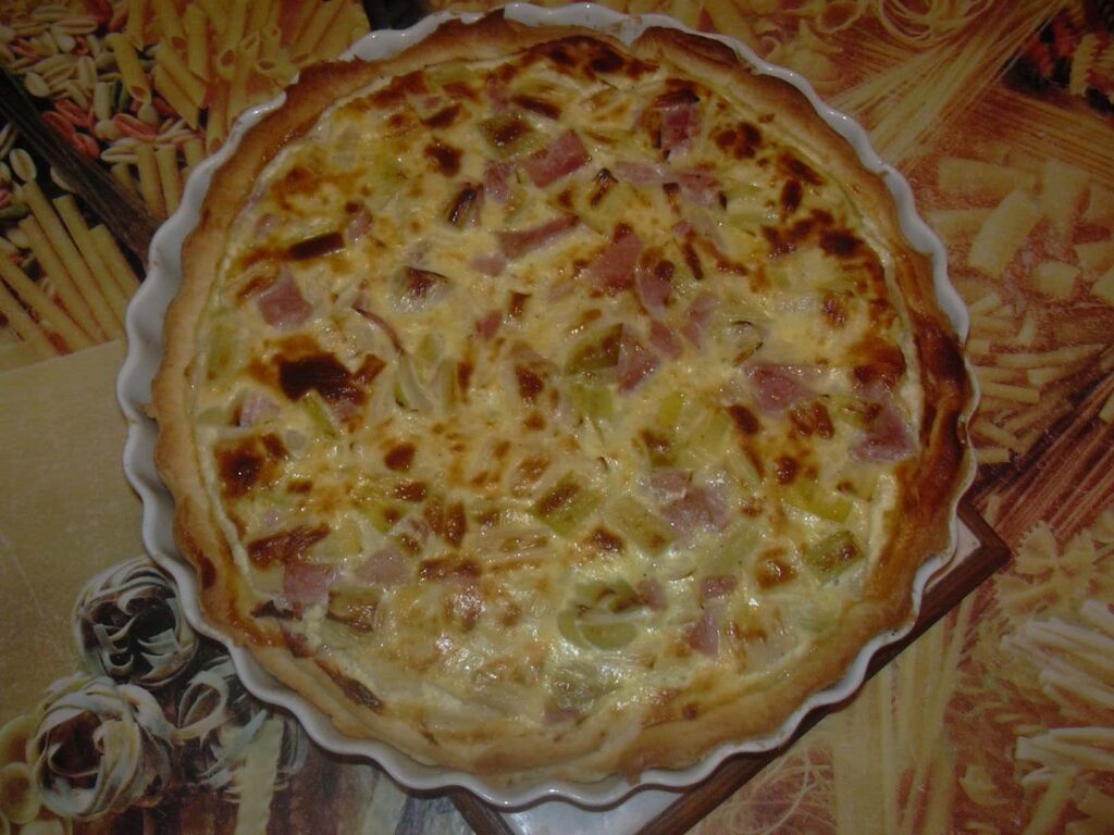 Quiche aux poireaux et jambon